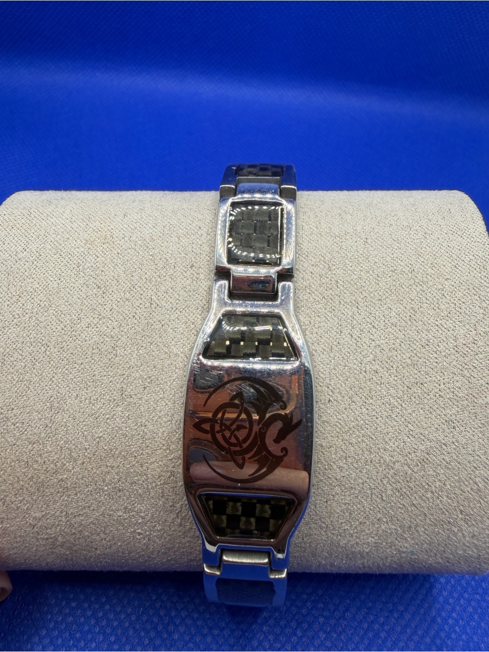 Stainless Steel Tribal Design Smart Bracelet - Black